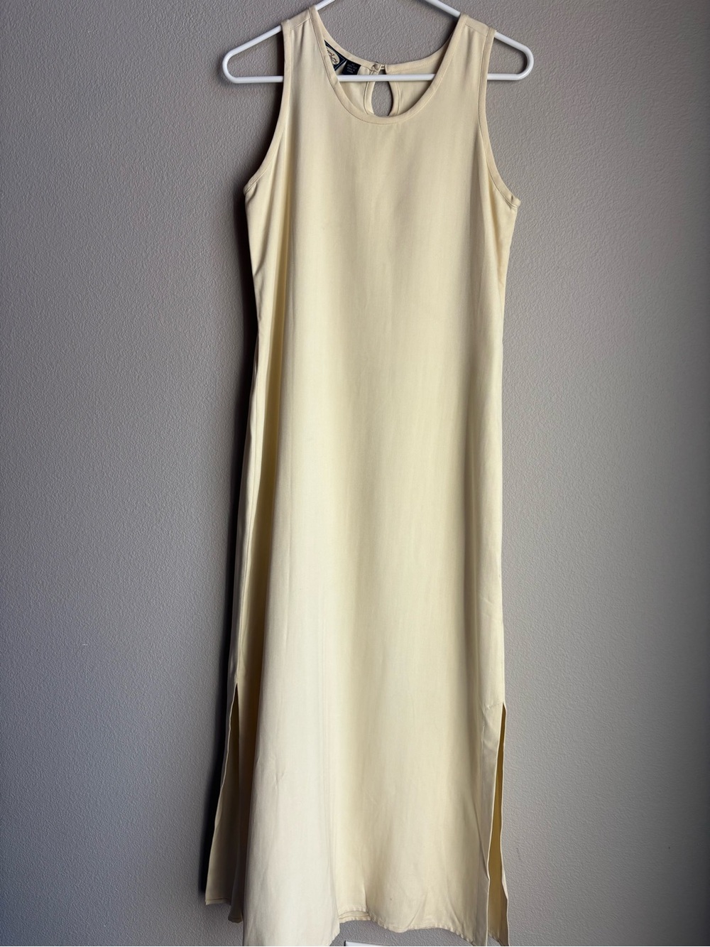 Vintage Tommy Bahama 100% Silk Minimalist Pale Yellow Tank Dress